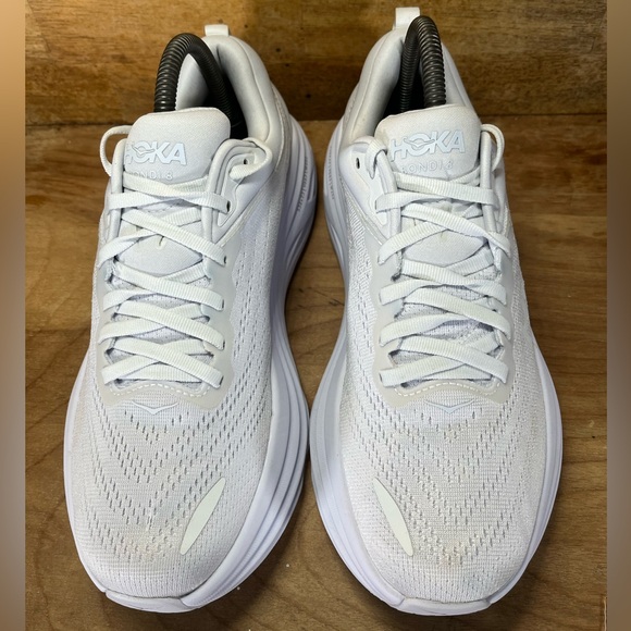 Hoka One One Bondi 8 REFLECTIVE Womens Size 8 Running Shoes Sneakers White - Picture 3 of 13